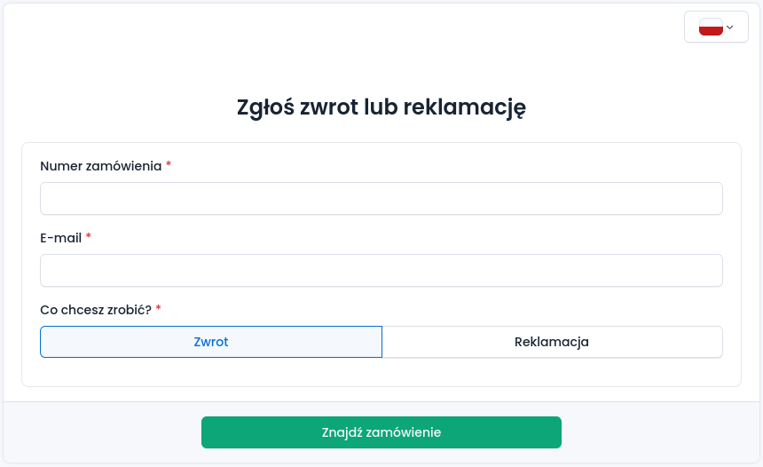 Return form being filled out by the customer