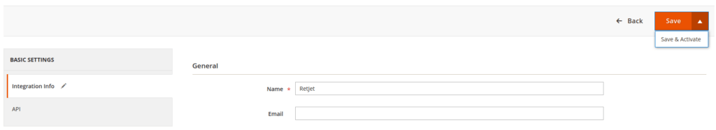 API configuration in Magento, screenshot 2