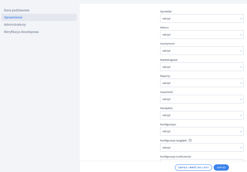 API configuration in Shoper, screenshot 3