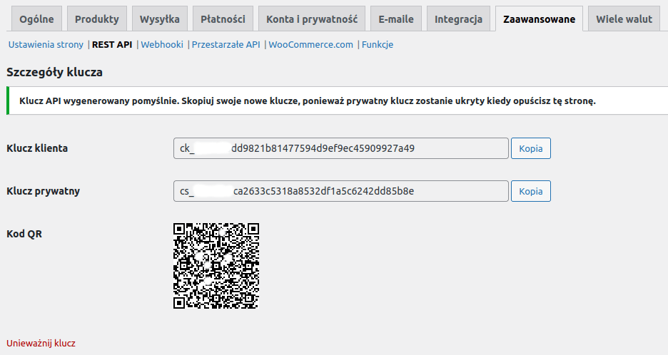 API configuration in WooCommerce, screenshot 3