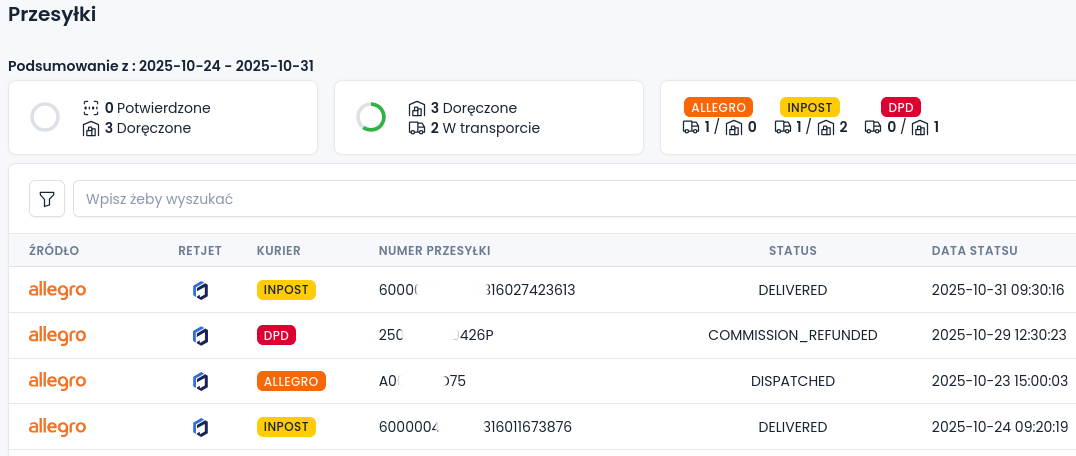 Inbound parcel monitoring - even without a return request - RetJet